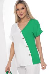 Б10379 LT Collection Блуза бело-зелёный