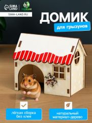Домик для грызунов, 9×6.5×8 см, фанера