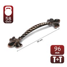 Ручка-скоба мебельная ТУНДРА PC175AC, м/о 96 мм, цвет медь