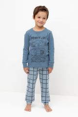CROCKID Пижама К 1541 синий джинс, шотландская клетка