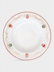 Тарелка суповая, 21,5 см, фарфор P, белая, Новогодние шары, Christmas Eve