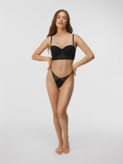 10204080003 Трусы стринг женские в наборе из 3 шт. Yara черный с бежевым CONCEPT CLUB Women