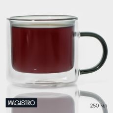 Кружка с двойными стенками Magistro «Дуо», 250 мл, 12×8.5×7.7 см, стекло, прозрачная