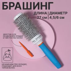 ЦЕНА ЗА 3 ШТ! АКЦИЯ! 7581811 Брашинг, вентилируемый, прорезиненная ручка, d=4.5/6×27(±1) см, разноцветный