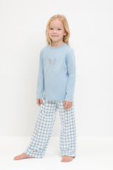 CROCKID Пижама К 1623 голубое стекло, клетка