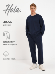 76108270001 Комплект мужской ((1)джемпер и (2)брюки) Pihta_set синий Hola Men