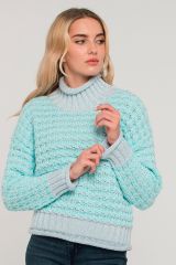 BY212-40095-30850/13976-7 Свитер NEWVAY Ментол/жемчужно-голубой