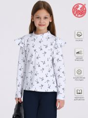 538162 Апрель Водолазка темно-синие бантики на белом