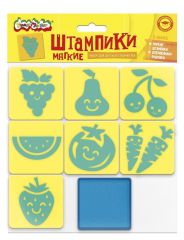 Штампики ФРУКТЫ И ОВОЩИ из ЭВА 7 шт с чернилами 3+ Каляка-Маляка