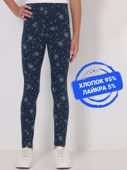 457851 Апрель Легинсы звездное небо на темно-синем с глиттером