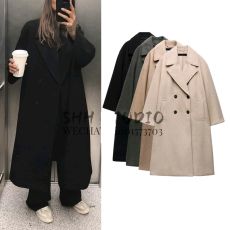 Осенне-зимнее двубортное шерстяное пальто ZARA