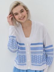 Кардиган женский 5231-1764 белый/королевский голубой VAY