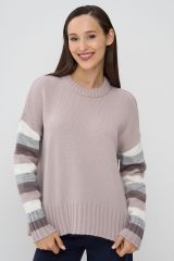 9242-94104-308/397/193/118 Джемпер NEWVAY Какао/титаниум/серый меланж/молоко