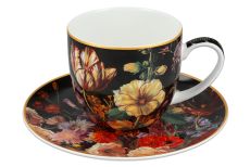 Пара чайная, 1 перс, 2 пр, 250 мл, фарфор F, черная, Тюльпан, Baroque flowers, 62365
