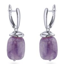 Серьги (аметист фиолетовый 15мм; покрытие родий), Есть комплект
