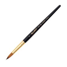 1767195 Кисть Синтетика, имитация колонка, круглая, Roubloff серия 1S15 № 9, ручка короткая чёрная матовая, жёлтая обойма
