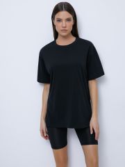 OmT_D1301 Фуфайка (футболка) женская OVERSIZE, CO Omsa Футболка Nero (Черный)