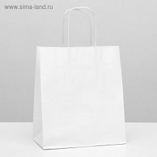 ЦЕНА ЗА 20 ШТ! 2682918 Пакет крафт без печати, белый, круглая ручка 22 х 12 х 25 см