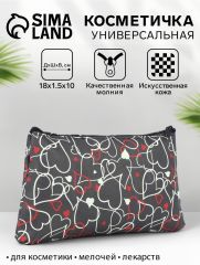 Косметичка-пенал на молнии, плоская, маленькая, с принтом, чёрная