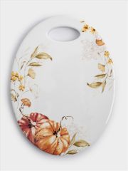 Подставка под горячее, 20х15 см, керамика/пробка, белая, Тыквы, Light pumpkin