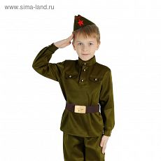 2277764 Костюм военного, гимнастёрка, пилотка, ремень, р-р 28, рост 116 см