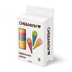 Вафельный рожок в пачке по 18 шт., цветные 7048399
