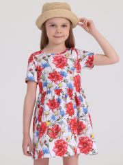 383849 Апрель Платье маки и васильки