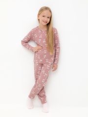 CROCKID Пижама К 1552 серая пудра, крупная вишня