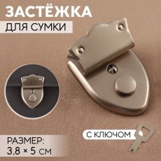 Застёжка для сумки, с ключом, 3.8×5 см, цвет серебряный