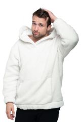 Толстовка мужская из овечьей шерсти оверсайз HOT TREND (с капюшоном, цвет Ваниль) цвет БЕЛЫЙ