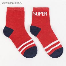 4470155 Носки детские, "Super" цвет красный, р-р 22-24