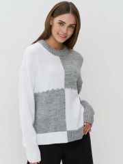 Джемпер женский 9242-94055 св.серый меланж/белый NEWVAY