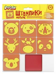 Штампики ЗВЕРЯТА из ЭВА 7 шт с чернилами 3+Каляка-Маляка