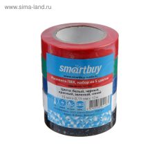 4964190 Изолента Smartbuy, ПВХ, 10 м, 15х0.15 мм, набор из 5 цветов