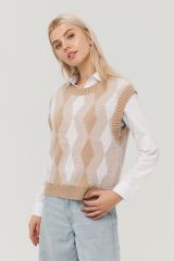 BY222-14053-71/WHITE Жилет NEWVAY Латте/Белый