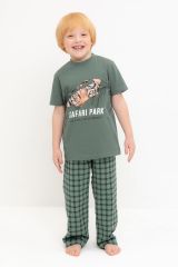 540659 CROCKID Пижама зеленый мох, клетка