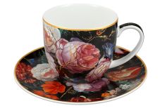 Пара чайная, 1 перс, 2 пр, 250 мл, фарфор F, черная, Розы, Baroque flowers, 62364