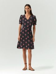 Платье мини из 100% купры с цветочным принтом, PL1669/mercy