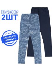 507939 Апрель Легинсы темно-синий+джинсовый стиль
