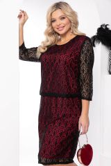 П7936 LT Collection Платье красный, чёрный