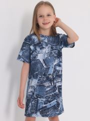 457874 Апрель Платье джинсовый пэчворк