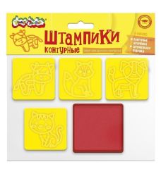 Штампики контурные ДОМАШНИЕ ЖИВОТНЫЕ 4 шт с чернилами 3+ Каляка-Маляка