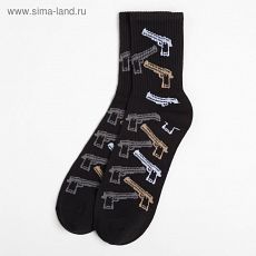 4682635 Носки мужские "Пистолеты" р. 41-44 (27-29 см), чёрный