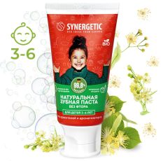 Детская зубная паста Synergetic, клубничка и банан, от 3 до 6 лет красная, 50 г 5417791