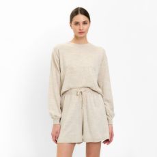 Комплект женский (джемпер, шорты) MINAKU: Casual Collection, бежевый, размер 44