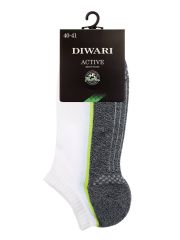 ACTIVE (ультракороткие) DiWaRi Носки Белый-темно-серый