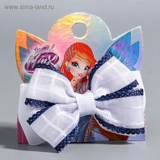 4665782 Зажим-бант, ВИНКС, двойной в клетку, 7,5*7,5 см