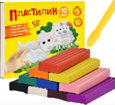 Пластилин 10 цветов, 150 г, со стеком Каляка-Маляка 3+