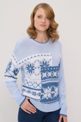 9232-94031-3100196/3400591/501 Джемпер NEWVAY Голубой/зимнее утро/белый