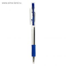 ЦЕНА ЗА 12 шт! 2905924 Ручка шариковая, автоматическая, 0.7 мм, корпус прозрачный, стержень синий, с резиновым держателем